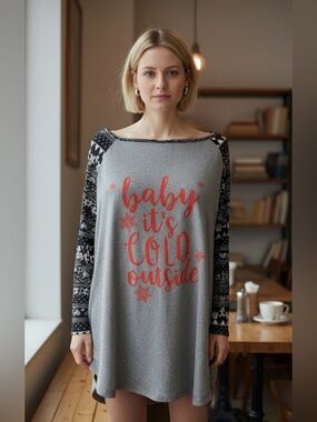 Justify Gray and Black Sleep Shirt